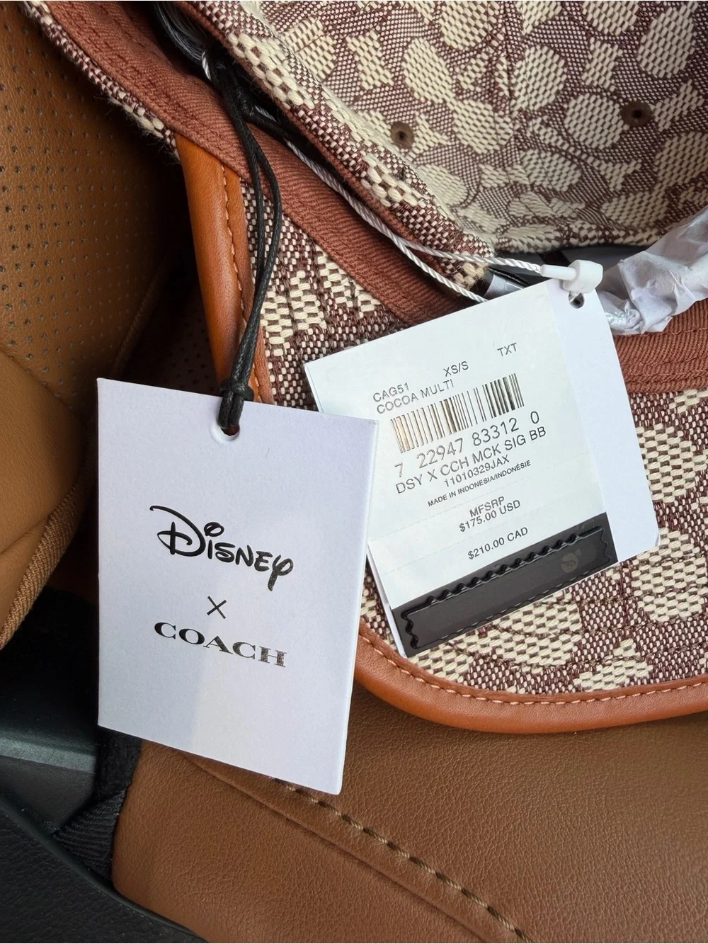 Coach x Disney Mickey Mouse Signature Jacquard Baseball Cap Hat Brown NWT